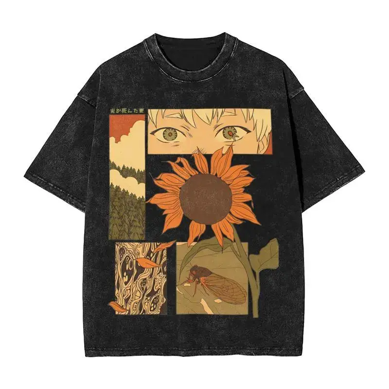Men T-Shirt The Summer Hikaru Died Washed T-Shirts Trendy Cool Summer Tee Shirt Streetwear Design Cotton Clothes Birthday Gift Distressed Festive