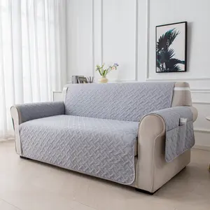 Pure Color Cotton Sofa Cover, Ultrasonic Embossed Pet Sofa Pad, Dustproof Protector, Home Decor, Fits 1-3 Seater, All Seasons