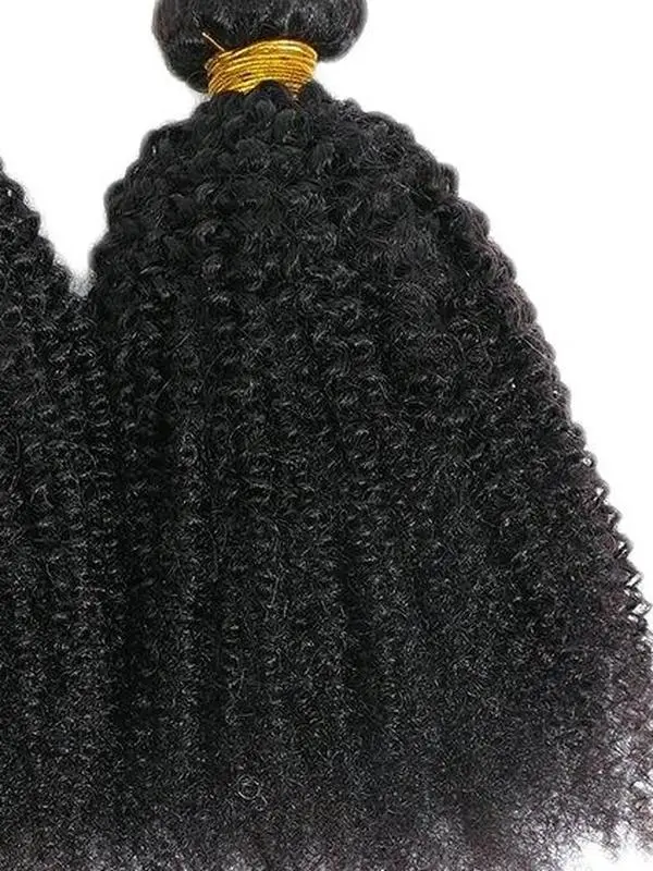 Afro Kinky Curly Brazilian Hair Bundles, Short Length Human Hair Extensions, Hypoallergenic and Water Resistant, Pu, Natural, Sew-In, Bundles Form, Texturizing, Brazilian Hair Bundles Curly
