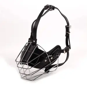 Adjustable Dog Muzzle Anti-Biting Breathable Pet Mouth Mask Leather Metal Protection Cover Dog Muzzle Accessories Pet Supplies