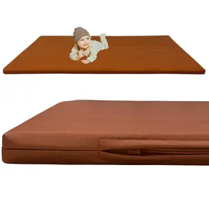Play and Sprout Large Vegan Leather 1.4" Thick Padded Baby Play Mat – Soft, Cushioned, Non-Toxic, and Easy to Clean, Brown, Large Size (48" x 48")