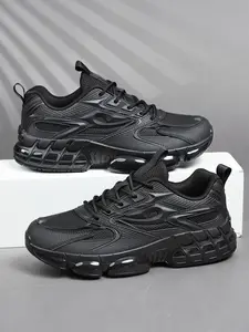 Men's Casual Letter Print Sneakers, Mesh Upper, PU Textile & Tpu Sole, All-Season Comfort Shoes, Unisex Outdoor Footwear, Breathable Walking Sneakers