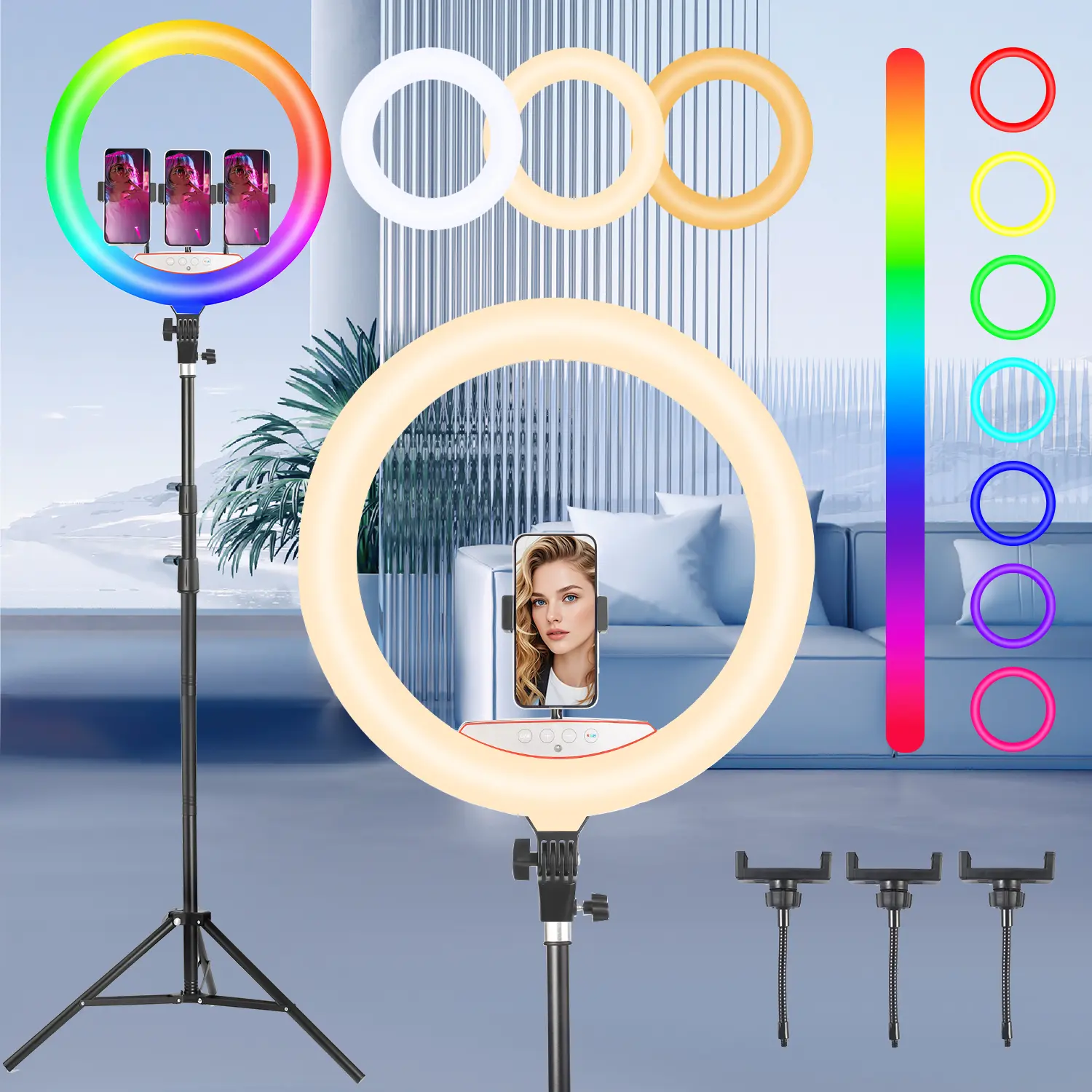 Zomei 18-Inch LED Touch-Screen Ring Light with 71-Inch Retractable Adjustable Tripod Stand, Dimmable for Phones & Studio Portraits, CRI＞95, Includes Carrying Bag & Remote Controller