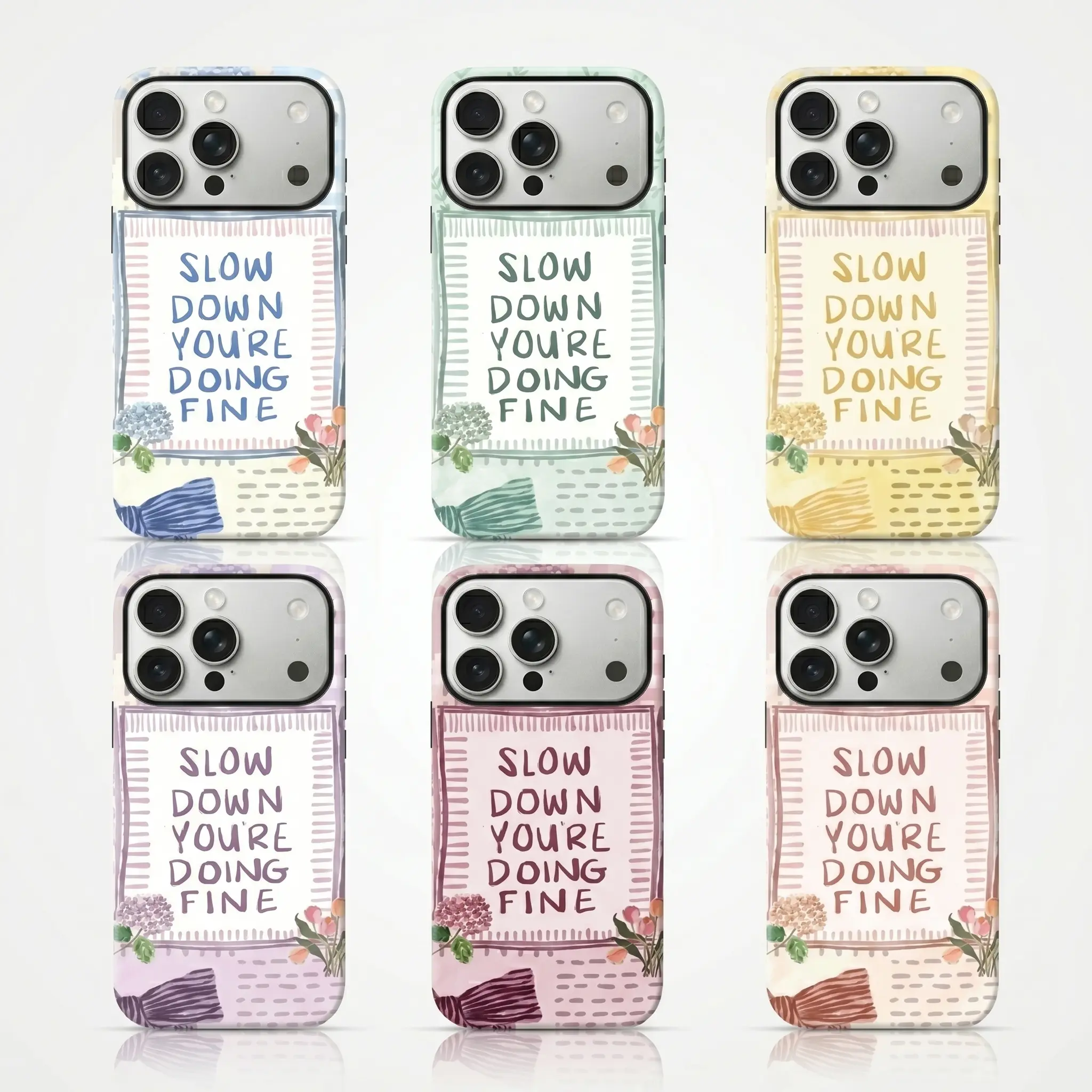 Slow Sown You're Doing Fine Pastel Phone Case, Case for iPhone 16 15 14 13 12 11 X, Samsung S25 S24 S23 S22 S21, Tough Phone Case, Gift for fan tiktokshopbacktoschool,back to school,back to school haul