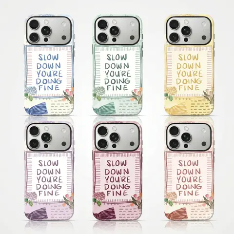 Slow Sown You're Doing Fine Pastel Durable Cellphone Case - Shock-Resistant Cover with Secure Button Access, Tough Protection for iPhone 18 Pro Max,17 Air,16,16 Plus,15-12,11,X,Samsung S25-S21 Devices, Back to School Gift