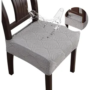 Waterproof Stretch Seat Covers,Dining Room Chair for 4 Set Removable Washable Chair Slipcover Protectors,Rear Covers,Light Grey