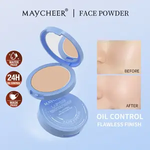 MAYCHEER Flawless Blur Setting Powder 24H Oil Control Waterproof Sweat Proof Matte Finish 10g All Day Wear Makeup Cosmetic Compact