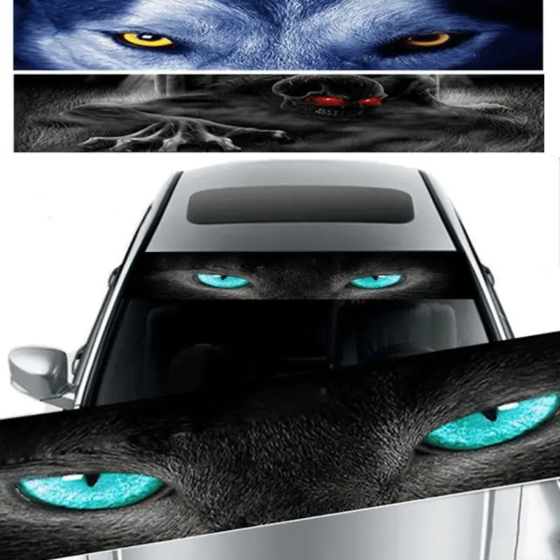 Transform Your Car with a Stylish 3D Transparent Windshield Sticker!