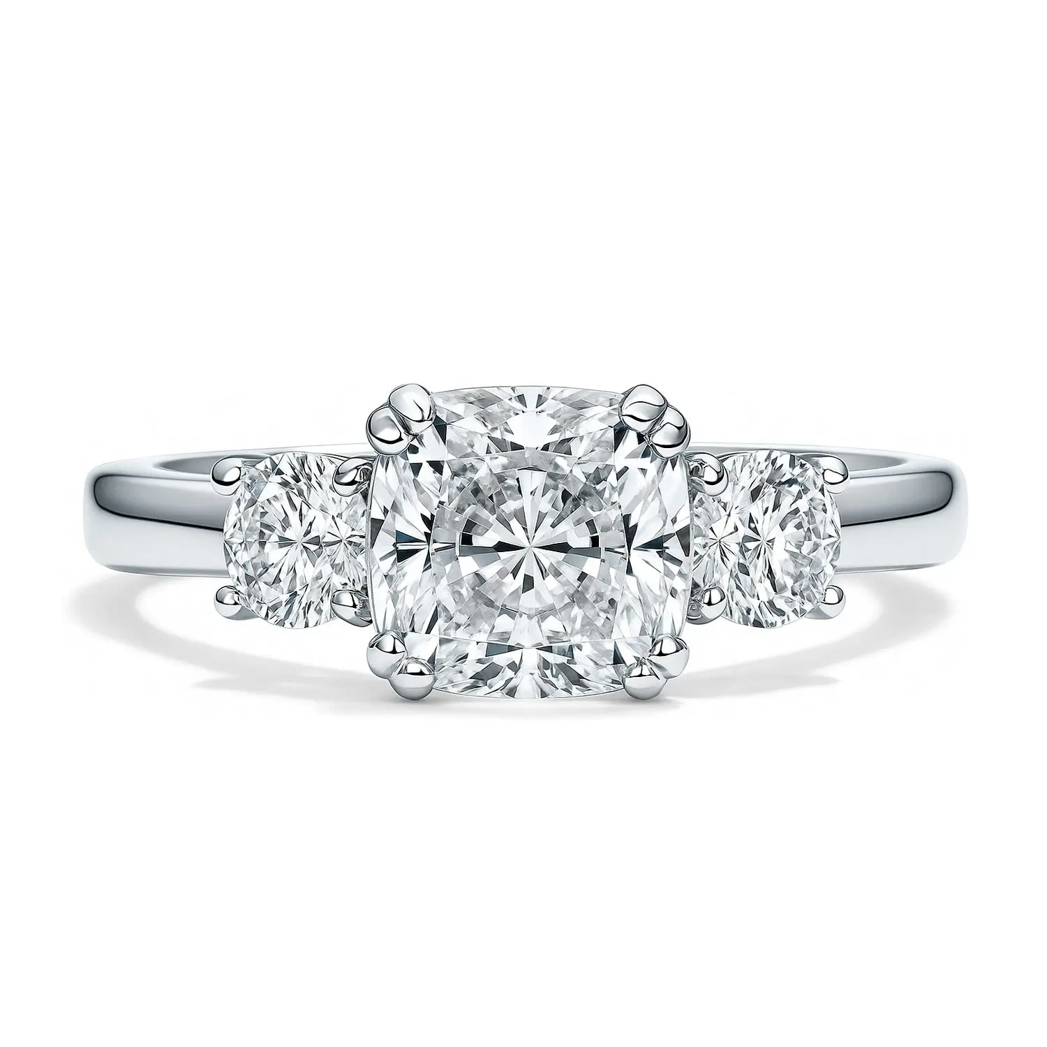 BERRICLE Sterling Silver 3-Stone Wedding Engagement Promise Rings for Her, 2 Carat Cushion Cut Cubic Zirconia CZ Ring