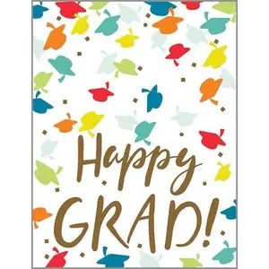 Graduation Greeting Card - Colorful Hat Toss