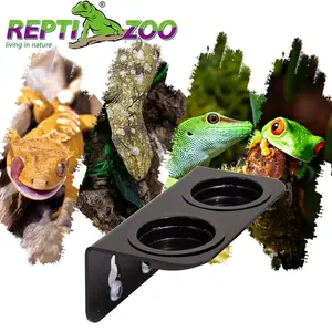 1 PC Reptile Water Bowl Double Grid Gecko Food Dish Feeder Detachable Suction Cup Reptile Feeding Dish Feeder with 6 Pcs Cups Dish Bowls for Pet Food and Water Feeding