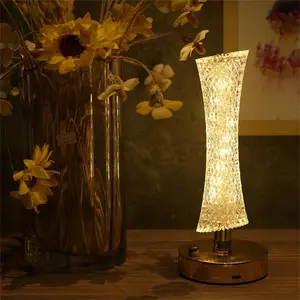Cordless Table Lamp, Crystal Touch Lamp with 3 Color Modes, Rechargeable Small Bedsides Lamp Nightstand Lamp for Bedroom Girls Room Decor
