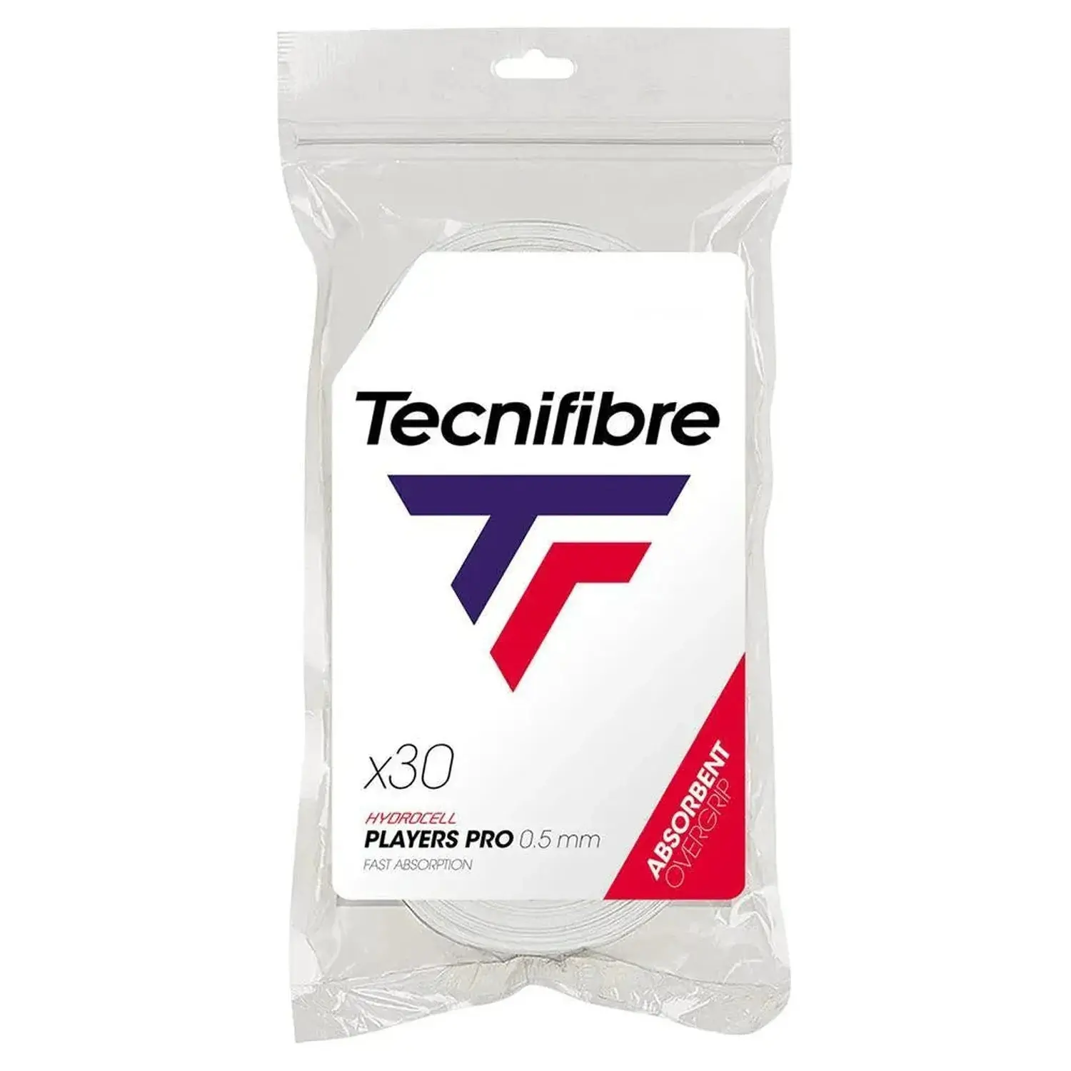 Pro Players White Polyurethane Tennis Overgrip - 30-Pack, Durable, Fast Evaporation, Hydrocell Bond Tech for Active Hand Use, Sports Rackets (High-Sweat, High-Pressure Environments)