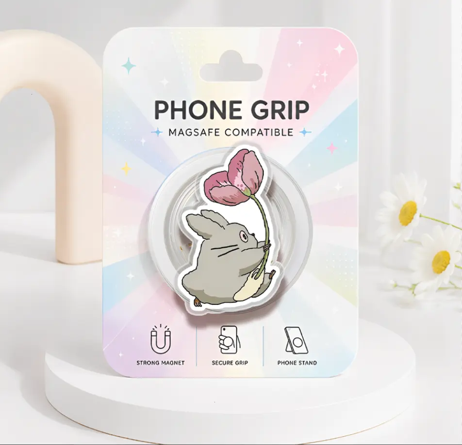 Kawaii Anime Sprite MagSafe Phone Grip, Cute Cartoon Character Acrylic Phone Holder, Black Cat Phone Accessory, Gift For Her, Anime Characters Kindle Holder