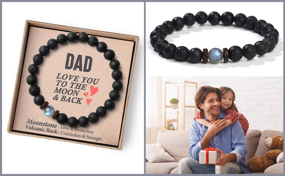 Handmade Gifts for Boys/Men-Love/Strength-Natural Gemstone Bracelet for Son Grandson Dad Boyfriend Husband Brother Nephew Uncle