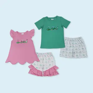 Embroidery golf shirt matching shorts kids boy summer outfits