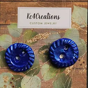 Deep Blue Button Earrings