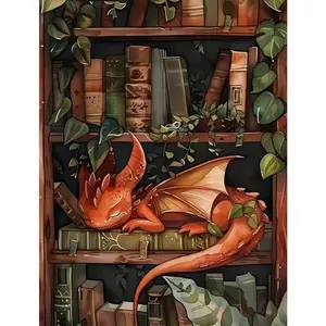 Stamped Cross Stitch Kits for Adults Beginner, Bookshelf Counted Cross Stitch Kits Printed Stitching Cute Patterns Needlepoint Art Crafts Embroidery Kits for Adults