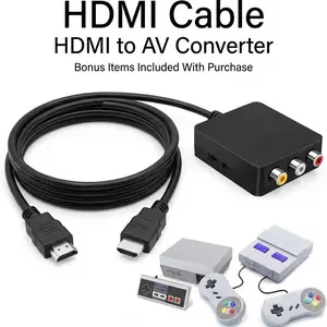2026 HDMI to AV Converter – Plug & Play | Includes Bonus ItemHDMI Cable + HDMI to AV Converter Bundle | Universal TV Connection Kit: HDMI-to-AV Adapter & Pro Cable Bundle - [Surprise Gift] Includes Classic 8-Bit Entertainment System with 821/620 Games