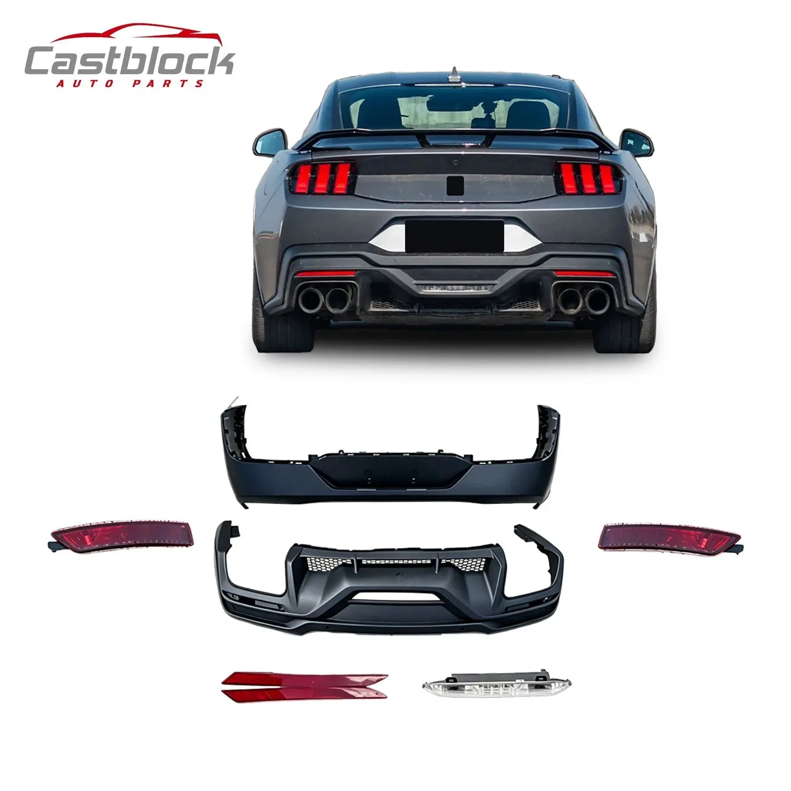 Ford Mustang To 2024+ Dark Hourse Rear Bumper kit Diffuser Lip（2024-2025）