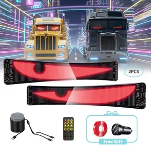 2-Pack Devil Eyes LED Car Decorative Lights, 23.42in x 4.72in Peel-and-Stick Car Accessories, Auto Parts Accessories, Easy-Install Windshield Animated Signs with Dynamic Glow, Sync, High-Res Display, App/Remote Control for SUVs, Father’s Day Gift