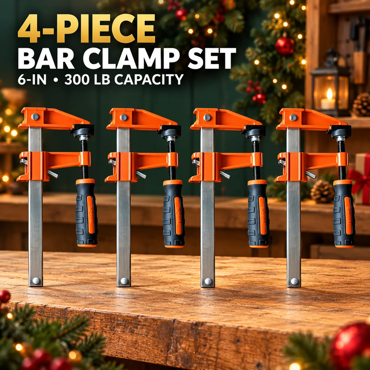 4-Pack 6" 300LBS Light Duty Woodworking Bar Clamps Steel Bar Clamp Set for DIY Projects and Craftsmanship