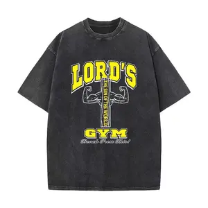 Vintage Washed "Lord's Gym" Graphic Tee - Faith-Based Fitness Streetwear."Lord's Gym The Sin Of The World" Washed Black Oversized T-Shirt - Gym Christian Tee