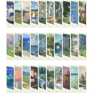 Oil Painting Bookmarks, Paper Bookmarks Bulk  Landscape Bookmark Set for Reading, Aesthetic Bookmark for Women Men (30 Pcs)