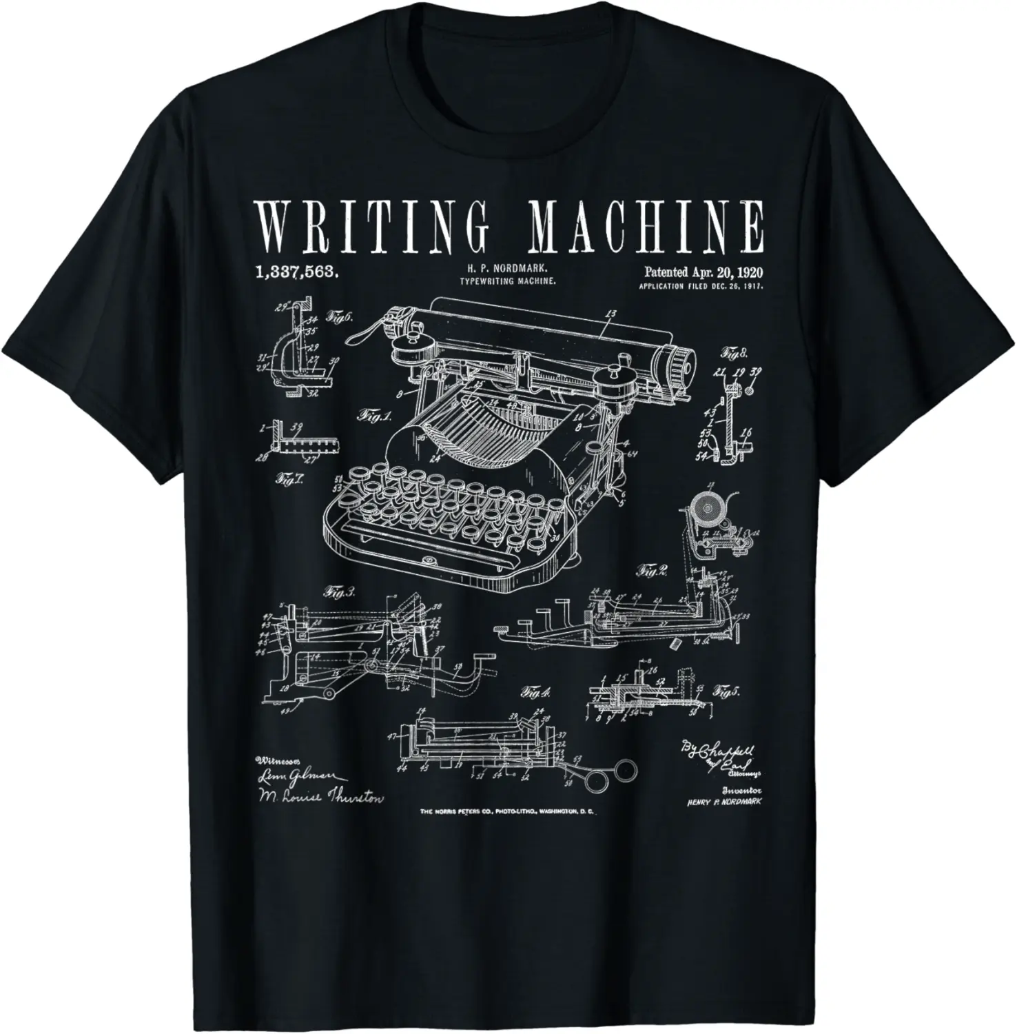 Typewriter Writing Machine Vintage Writer Patent T-Shirt - Vanessaf Shop 75B08M3HHBQC