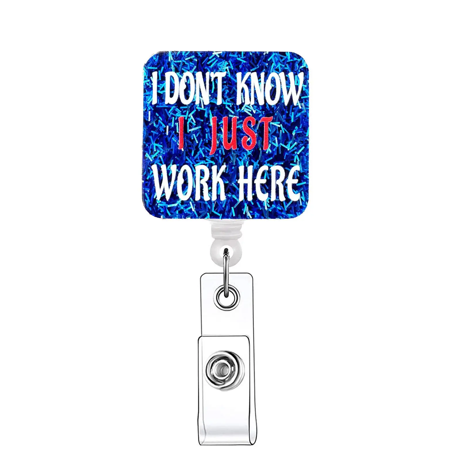 Letter Pattern Retractable Badge Reel, 1 Count Acrylic ID Holder with Clip, Identification Badges Supplies for Nurses Doctors Students Office Staff