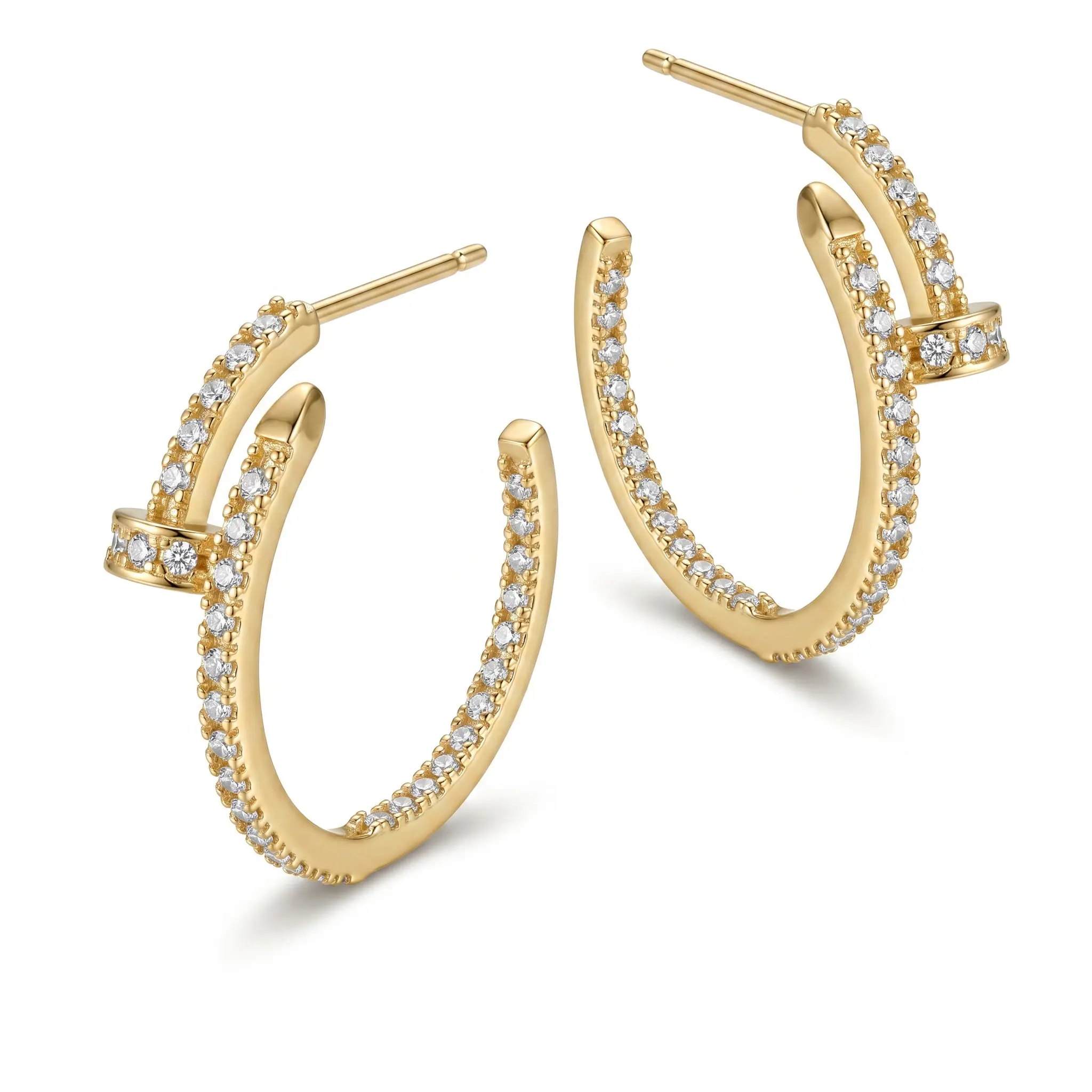 CZ Nail Hoop Earrings – Cubic Zirconia Nail Hoops for Women