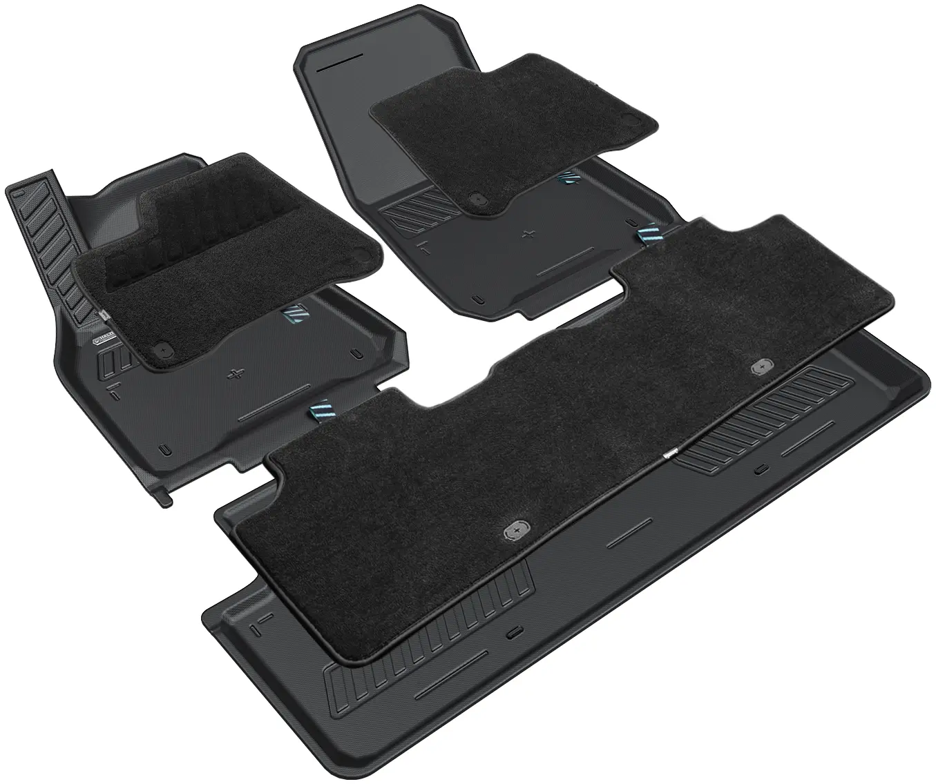 HALO BLK Floor Mats with Nylon Carpet Compatible with Tesla Model Y 2023-2021, Eco-Friendly All-Weather Protection - Full Set carfloormats car interior tesla floormats