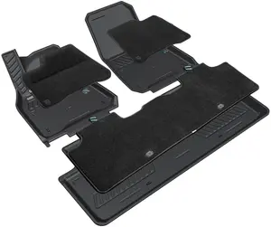 HALO BLK Floor Mats with Nylon Carpet Compatible with Tesla Model Y 2023-2021, Eco-Friendly All-Weather Protection - Full Set carfloormats car interior tesla floormats