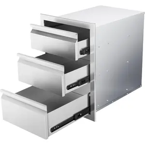 Cxforste 18x23 Inch Outdoor Kitchen Stainless Steel Triple Access BBQ Drawers & BBQ Islands 18" W x 23" H x 23" D Modern Storage Cabinet Storage Cabinet Chest Storage Furniture Storage Furniture，Outdoor Kitchen Renovation ，Courtyard Barbecue Equipment