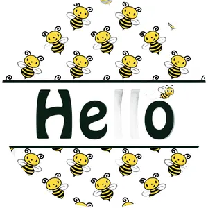 Bee Door Hanger, Hello Door Hanger, DCO-01412-DH, 18" Round Wood Door Hanger