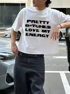 Men's Casual Patterned Short Sleeve T-Shirt, Streetwear Style, Drop Shoulder Design, Lightweight Fabric, Ideal for Daily Wear and Layering