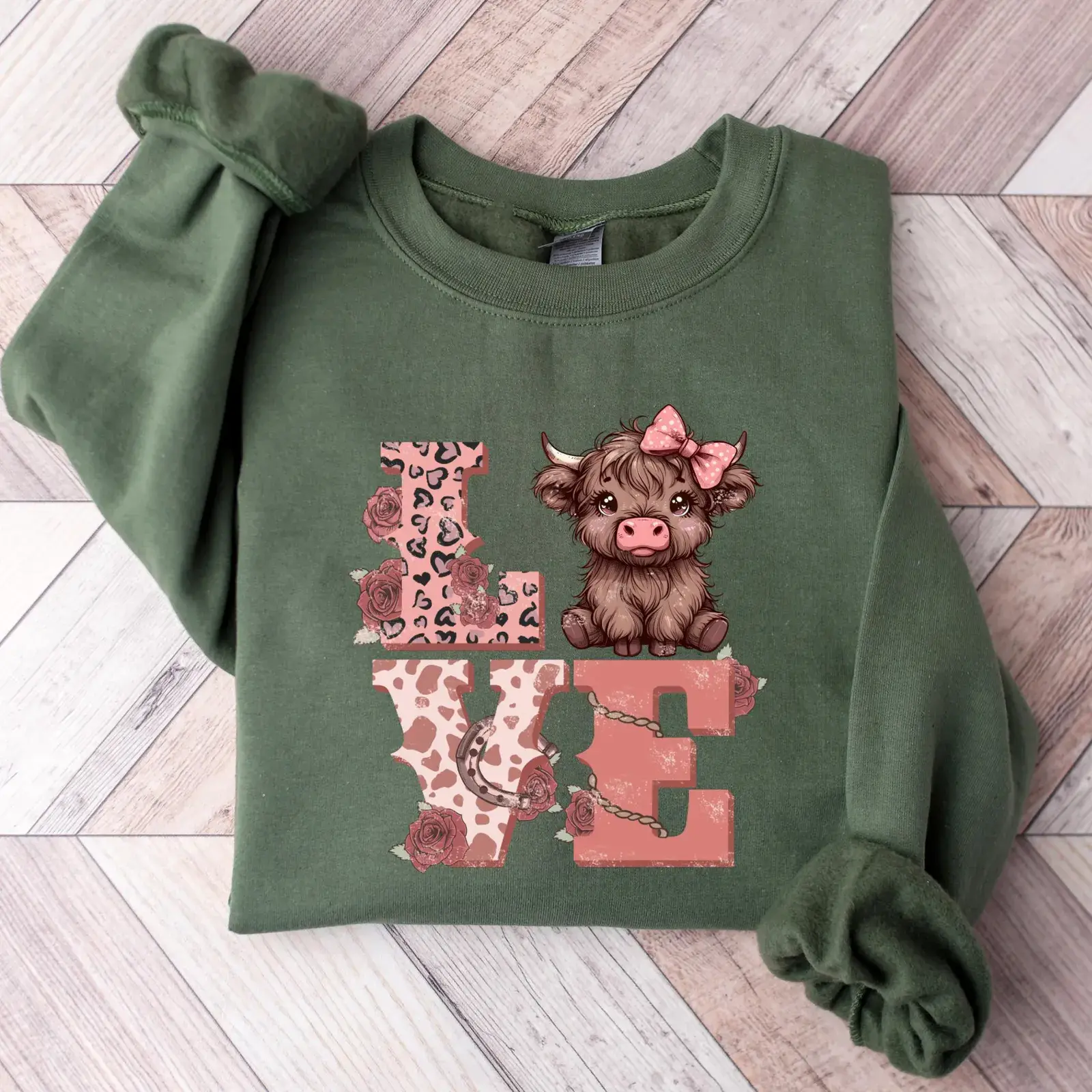 Valentines Highland Cow Sweatshirt, Love Sweater, Highland Cow Valentines Sweatshirt, Western Valentine Shirt