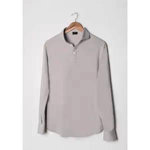 Light Grey Feather Soft Piqué Full Sleeve Polo Shirt