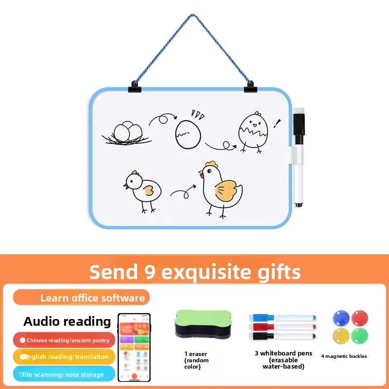 Blue-framed whiteboard [wall-mounted]