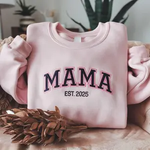 Custom Embroidered Mama Mimi Mom EST Date Sweatshirt, Personalized Mom Gift, Mom Sweatshirt with Kids Name, Girl Mama Sweater, Personalized Motherday Gift