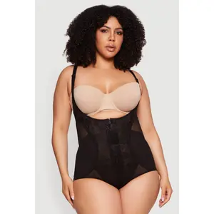 Plus Size Plunge Zip Front Shaping Bodysuit