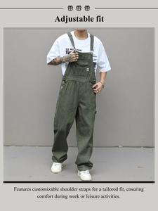 men's solid color denim overalls, street fashion casual adjustable strap overalls for daily wear, men's overalls for all seasons