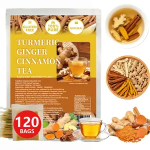 Turmeric Ginger Cinnamon Tea , 100% handmade,Eco-conscious Bags|No Sugar,No Caffeine,No Gluten,Vegan（120 bags）
