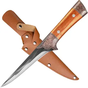 6 Inch Boning Knife - Curved Semi-Stiff Blade for Meat Cutting, Filleting & Deboning, Ultra Sharp Butcher Knife with Non-Slip Ergonomic Handle for Chefs, Home Kitchen & Culinary Use