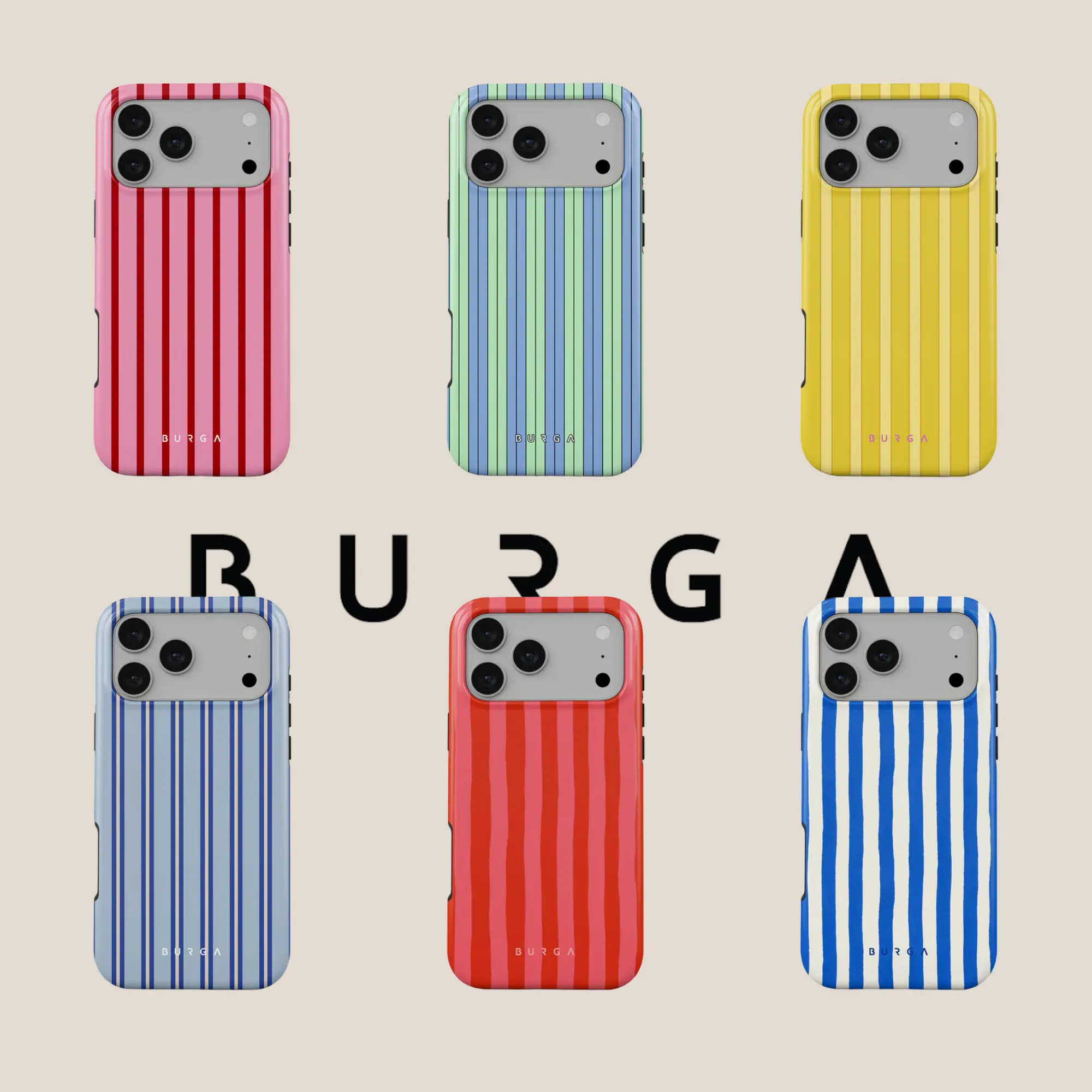 Burga Compilation of Striped Patterns MagSafe/Tough Case for iPhone 17, 16, 15, 14, 13, 12, 11, Pro Max, Striped Pattern Cover, Stylish and Protective Cover, Heavy Duty Shockproof Trendy Phone Shell