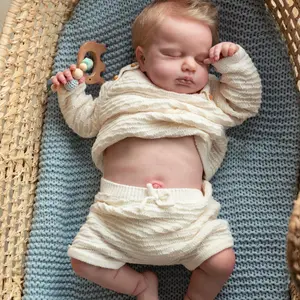 19-inch Reborn Baby Boy Doll Simulation Closed Eyes Can Enter the Water Bathable with Feeding Accessory Realistic Newborn Sleeping Macrobaby Dolls