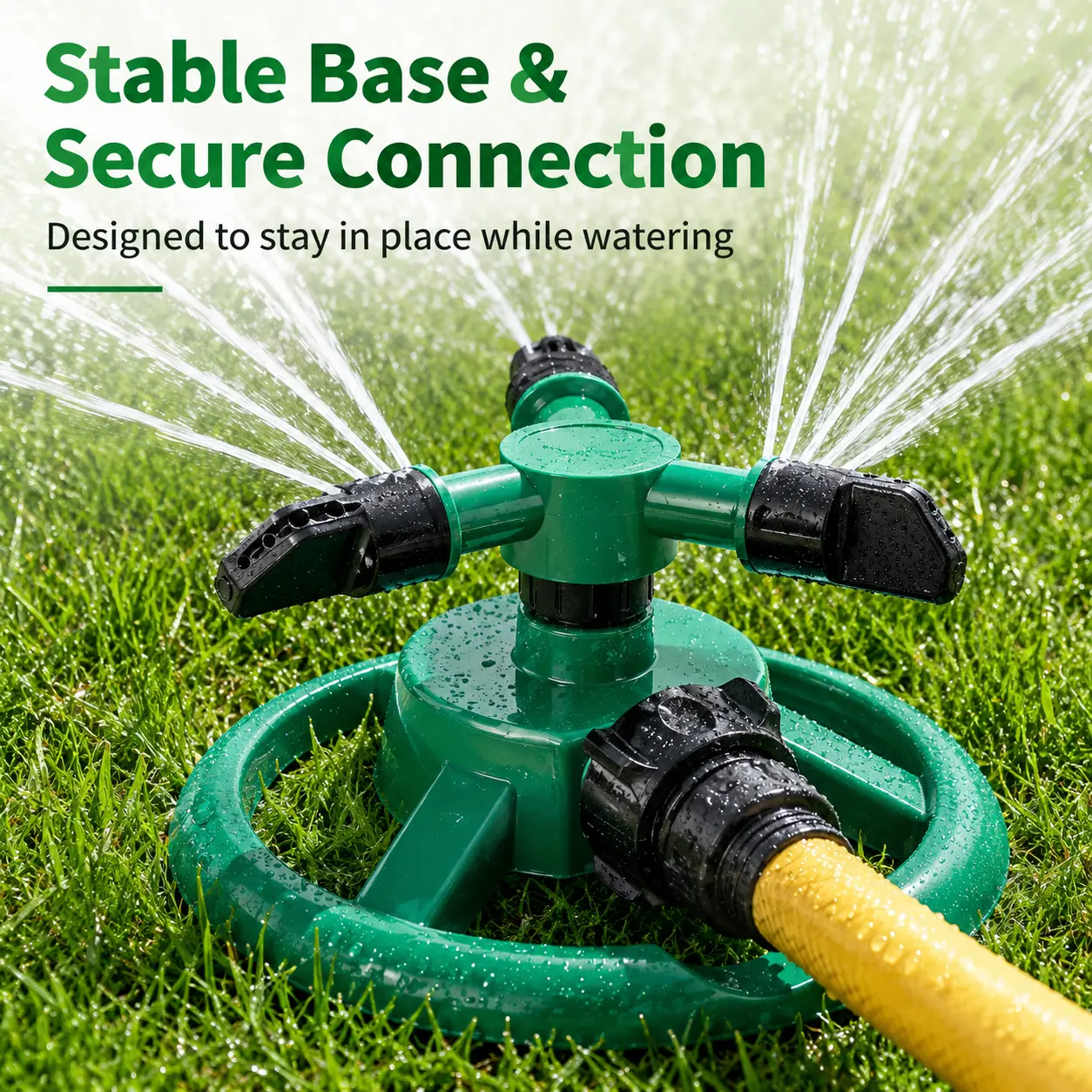3-Arm Automatic Rotating Garden Sprinkler with Adjustable Nozzle, Wide-Angle Coverage - ABS Plastic Irrigation Tool for Residential Lawns, Vegetable Beds