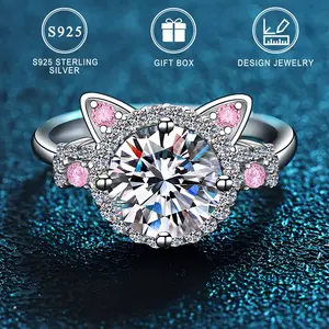 Cute cat ring with zircon inlay, beautiful cat paw shape, adjustable ring, women's daily outfit, high quality, birthday and Christmas gift