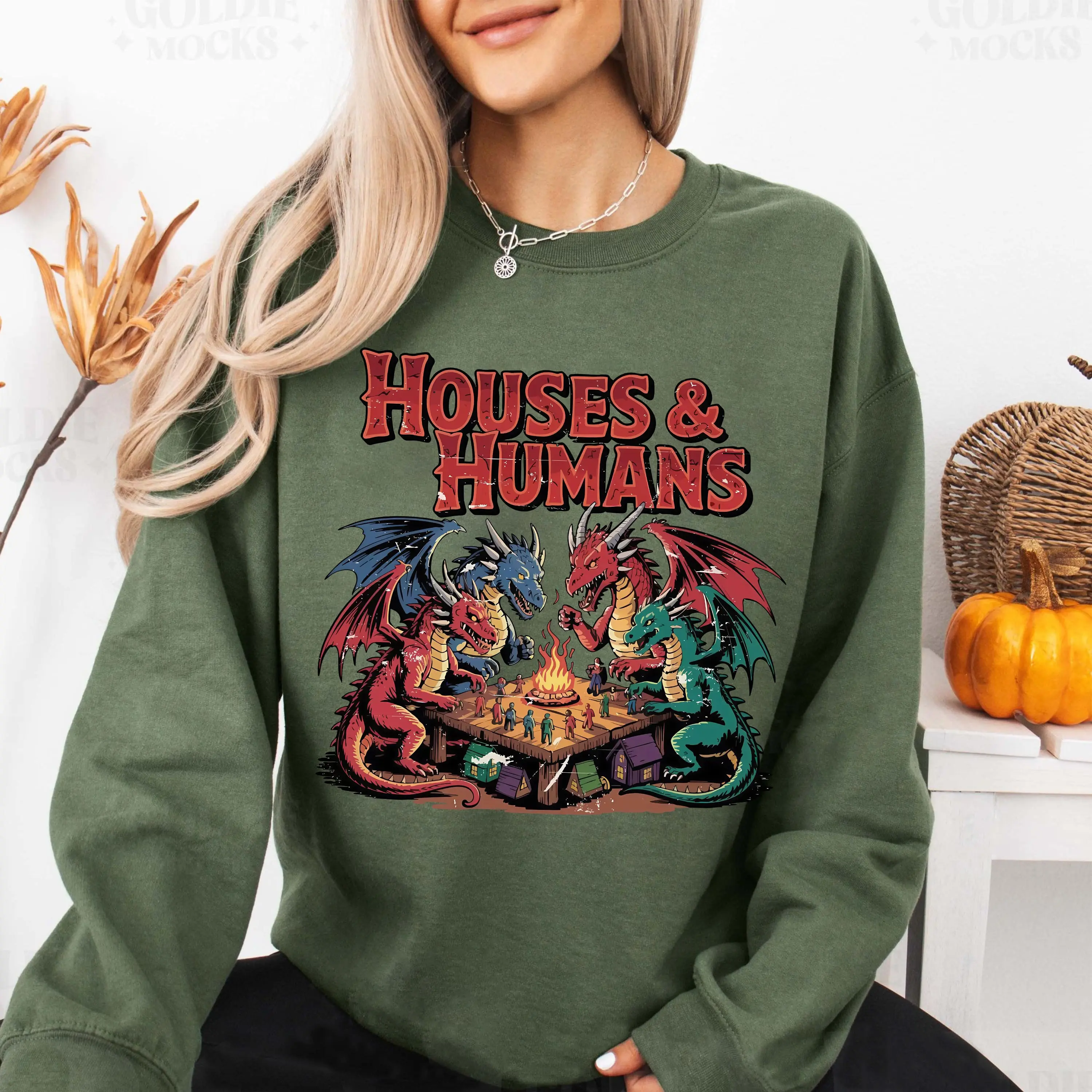 D&D Houses and Humans Dragon Shirt, Dunge0ns and Drag0ns Sweatshirt, Vintage Retro 90s Joke D and D Sweatshirt, RPG Gift