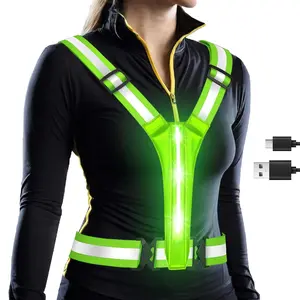 High Visibility LED Reflective Safety Vest,  Light Up Running Gear, Rechargeable & Adjustable Safety Vest for Men Women Kids, Night Walking Cycling Outdoor Activities